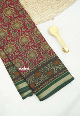 Kalanjali chanderi silk cotton kalamkari floral prints - Dark pink